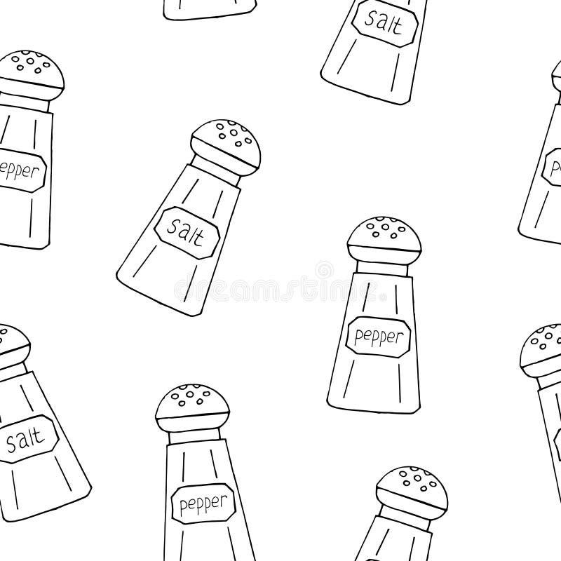 Vector Illustration Of Salt And Pepper Shaker Friendship In Doodle