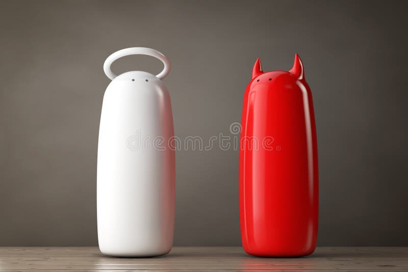 Salt and Pepper Shakers As Angel and Devil. 3d Rendering Stock Illustration Illustration of