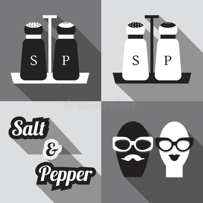 Salt and Pepper Shakers Icons Stock Vector Illustration of flat, chef