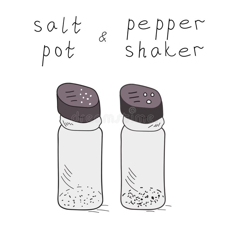 Salt Pepper Shaker Set Cute Cartoon Stock Vector (Royalty Free