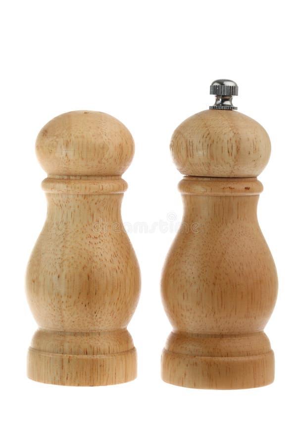 Salt shaker and pepper grinder made from wood