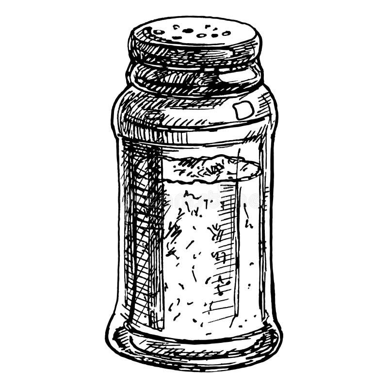 Salt Shaker. Vector Color Vintage Hatching Illustration Isolated on a