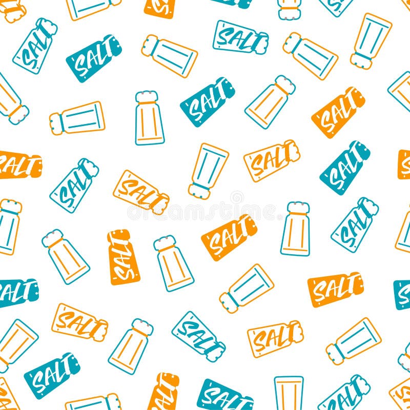 Salt and Salt Shakers Vector Graphic Art Seamless Pattern Stock Vector