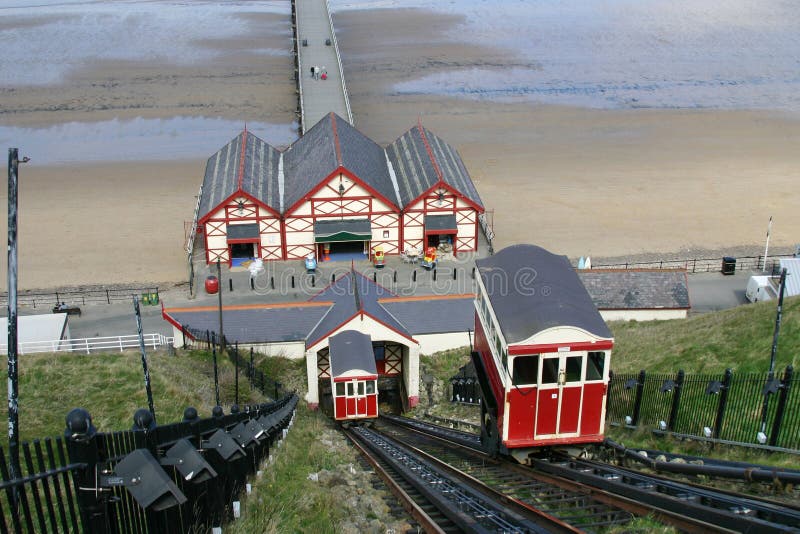 Saltburn cliff lifts. stock image. Image of pier, lifts 12368305