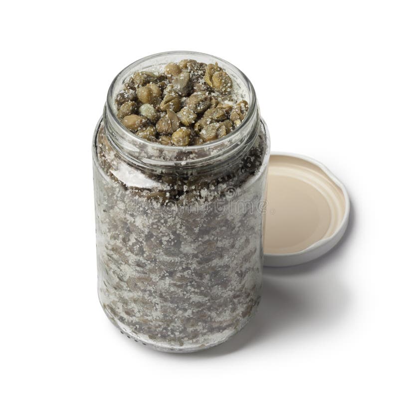 Capers in Glass Jar on Wooden Table Stock Photo Image of italian