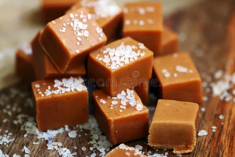 Salted Caramel. Creamy Toffee with Sea Salt Stock Photo Image of food