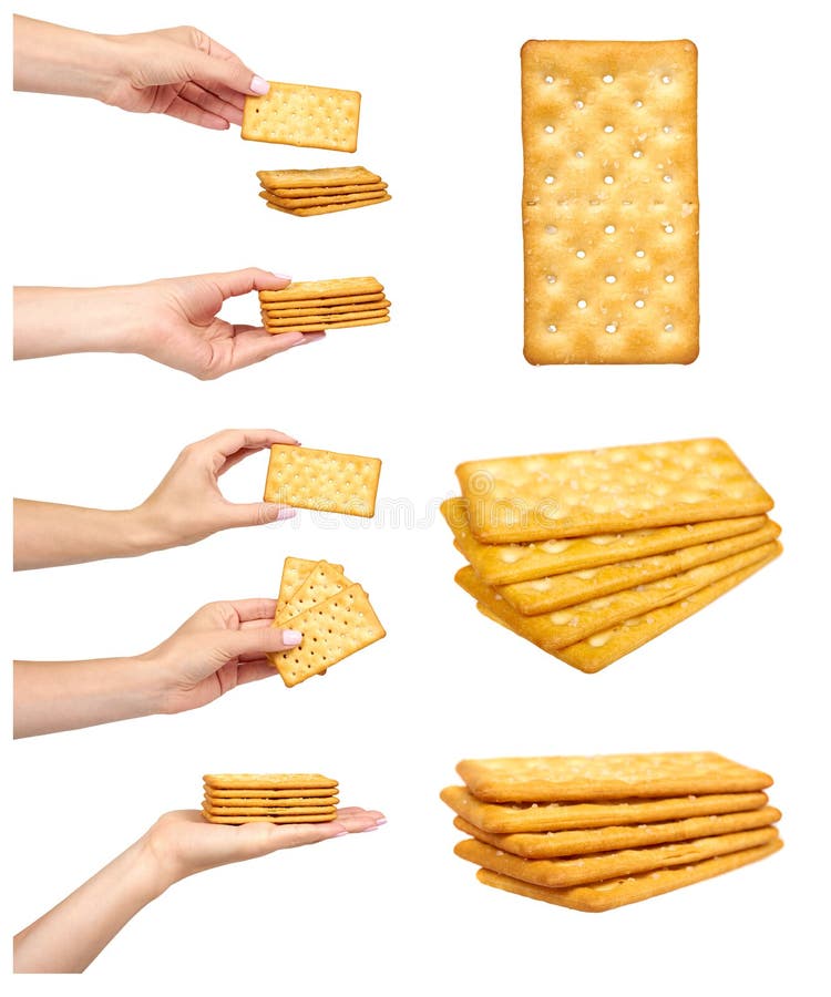 Salted Cracker, Fast Food Snack, Set and Collection Stock Photo Image