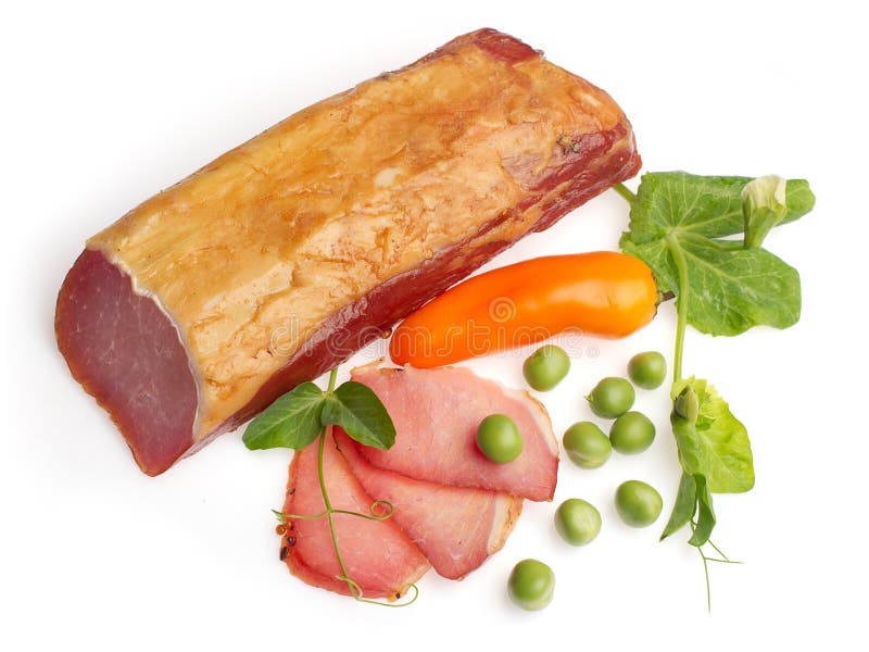 Salted fish meat decorated with orange pepper... stock photo