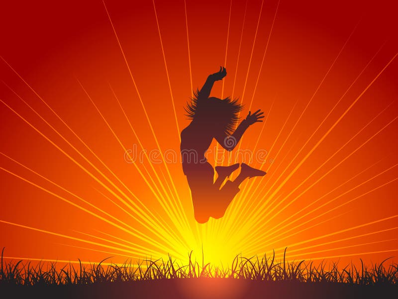 Salto Femminile Per La Gioia Illustrazione di Stock Illustrazione di