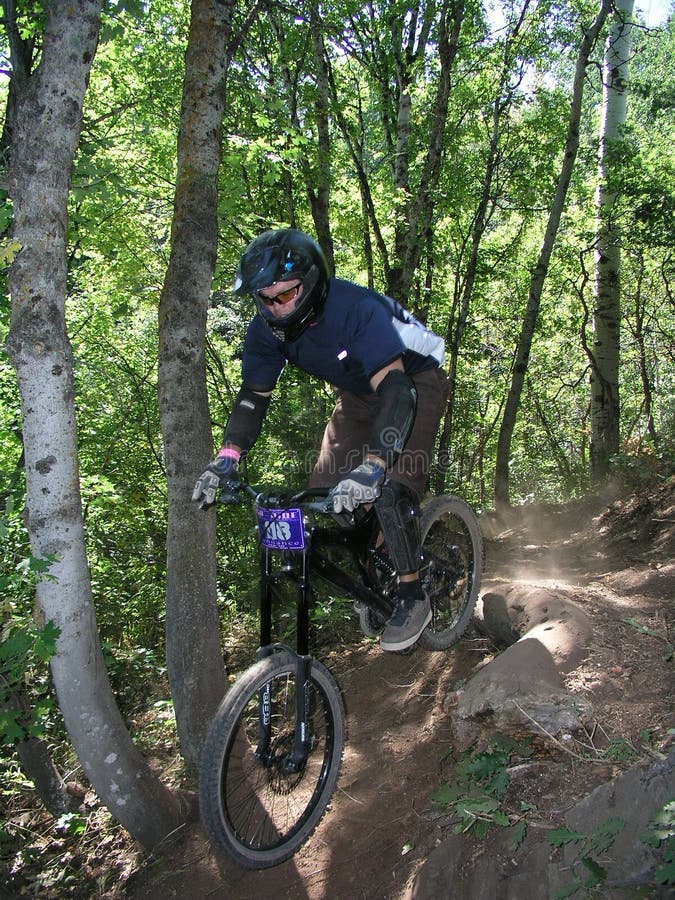 Salto de bicicleta de montanha 14 foto de stock