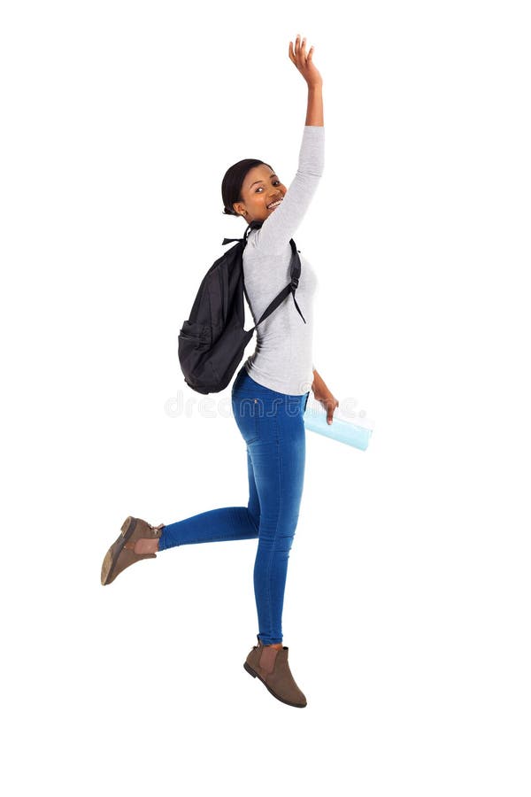 Salto africano dello studente universitario immagini stock libere da diritti Salto africano dello studente universitario immagini stock libere da diritti