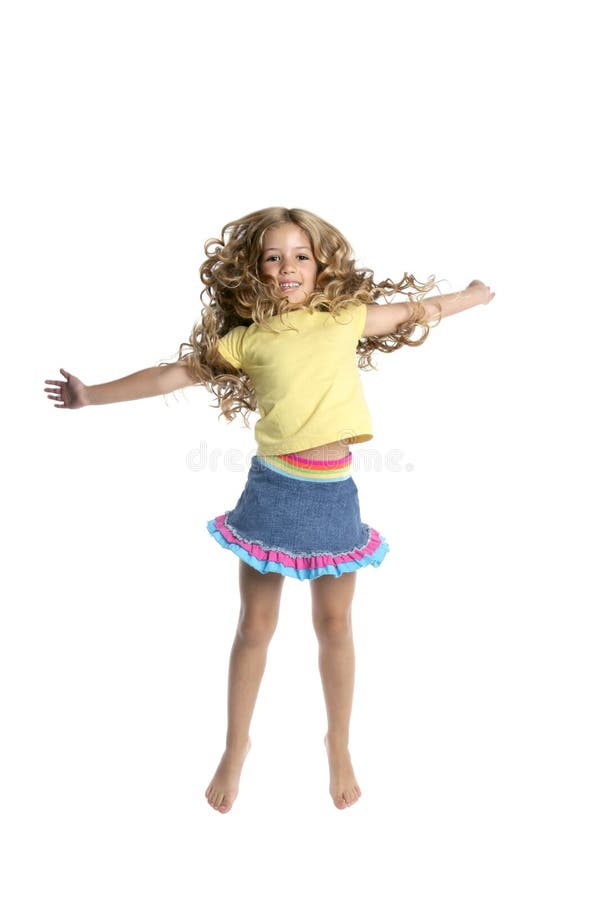 Menina bonita a saltar imagens de stock