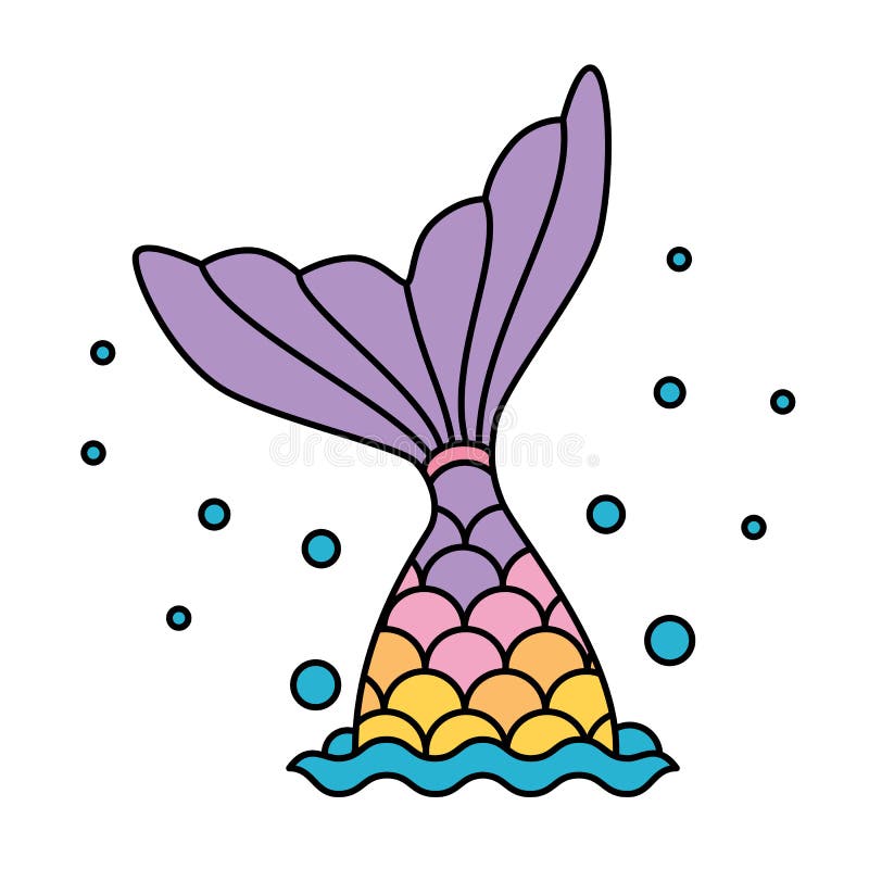 Mermaid tail rainbow pastel colorful jumping to water bubbles vector. Mermaid tail rainbow pastel colorful jumping to water bubbles vector