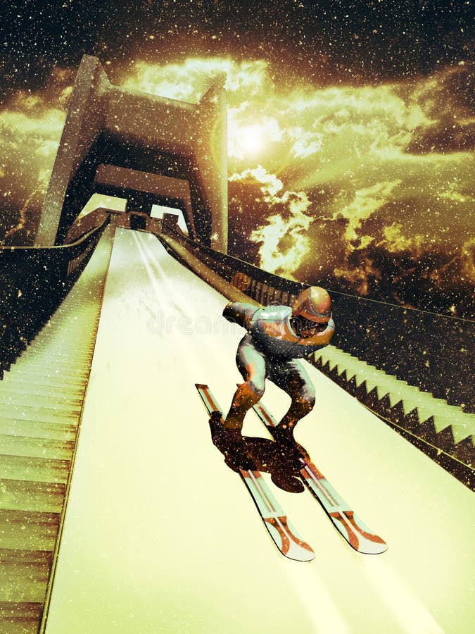 Salto de esqui ilustração royalty free Salto de esqui ilustração royalty free