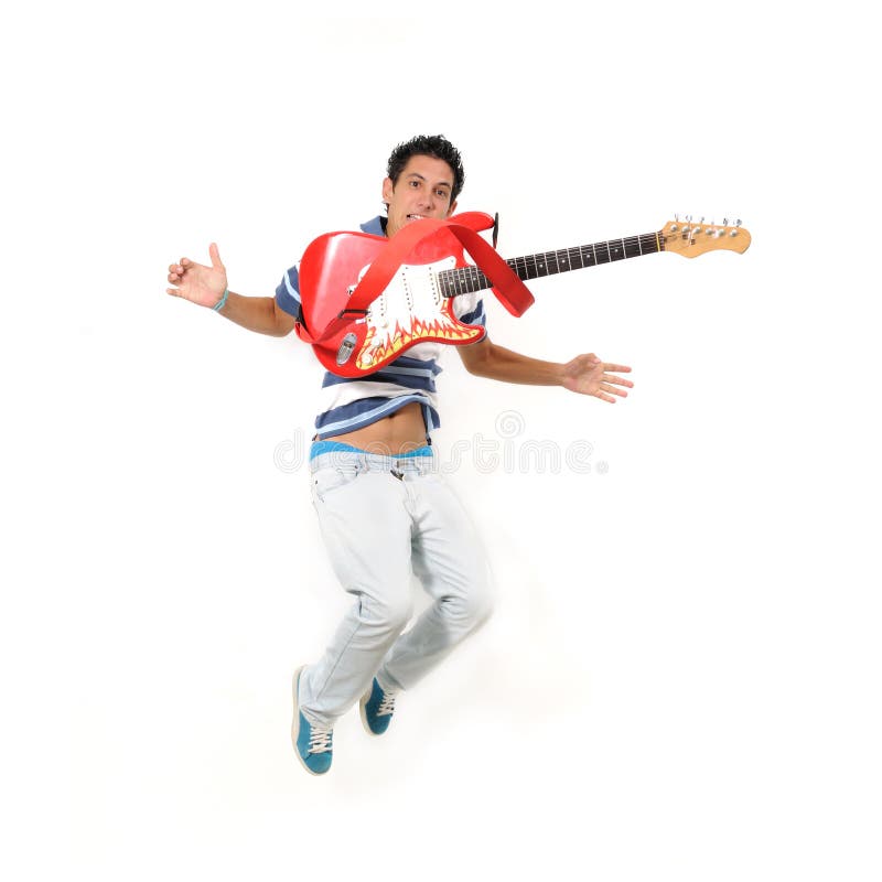 Salto de la guitarra fotos de archivo