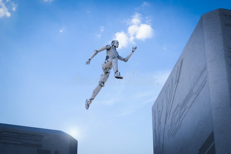 Salto do robô transversalmente ilustração do vetor Salto do robô transversalmente ilustração do vetor