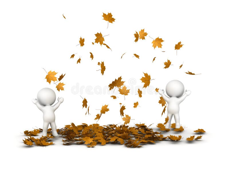 salto e molti dei caratteri 3D Autumn Leaves di caduta illustrazione vettoriale salto e molti dei caratteri 3D Autumn Leaves di caduta illustrazione vettoriale