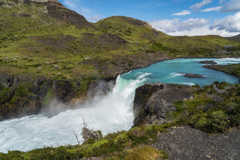 Waterfall in Torres Del Paine National Park Stock Image - Image of ...