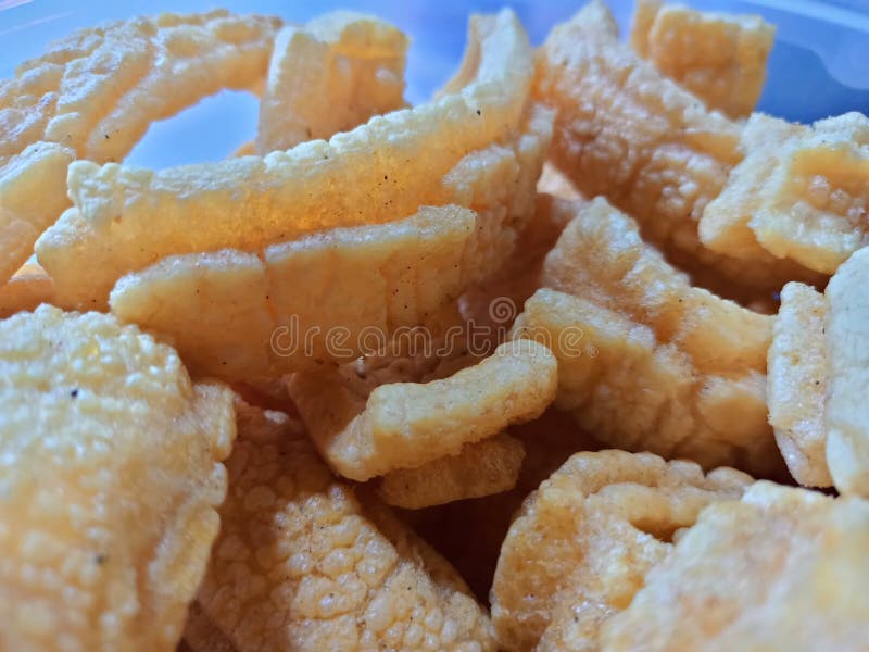 Salty and Savory Indonesian Crackers after Being Fried and Ready To Eat
