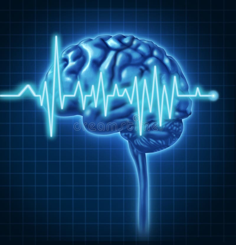Salud del cerebro humano con ECG stock de ilustración Salud del cerebro humano con ECG stock de ilustración