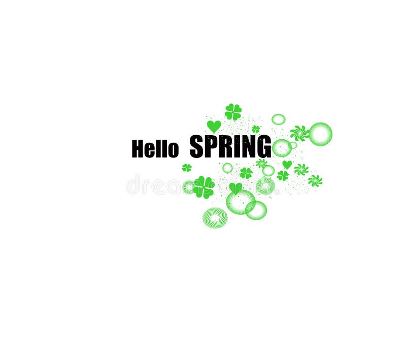 Saludo de primavera o tarjeta de pronóstico del tiempo Fondo blanco con elementos verdes Conjunto simple stock de ilustración Saludo de primavera o tarjeta de pronóstico del tiempo Fondo blanco con elementos verdes Conjunto simple stock de ilustración