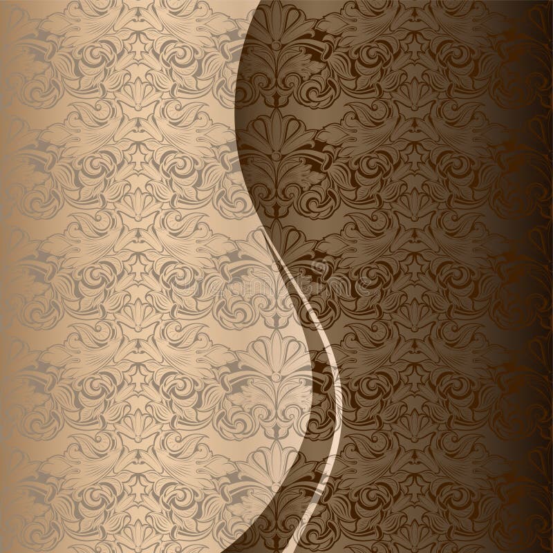 Saludo, invitación, boda, tarjeta en el estilo del vintage en el oro, chocolate, sombras de bronce stock de ilustración Saludo, invitación, boda, tarjeta en el estilo del vintage en el oro, chocolate, sombras de bronce stock de ilustración