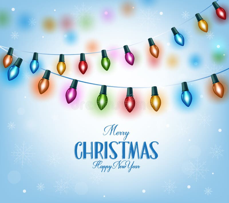 Saludos de la Navidad en luces de la Navidad coloridas realistas 3D ilustración del vector