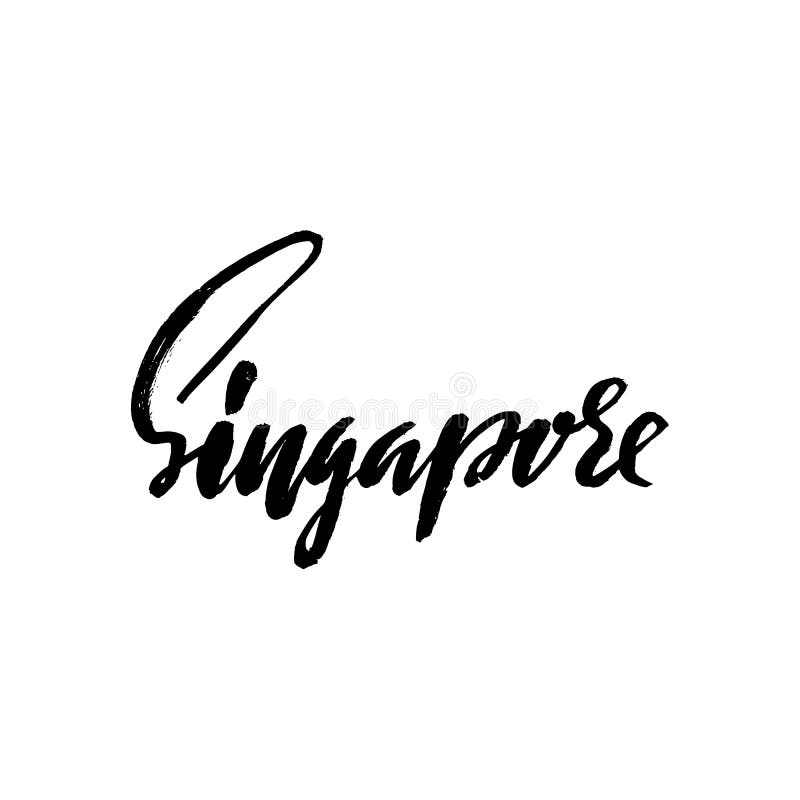 Saludos de Singapur Tarjeta de felicitación con la tipografía, diseño de letras Dé exhausto secan la caligrafía del cepillo, text ilustración del vector Saludos de Singapur Tarjeta de felicitación con la tipografía, diseño de letras Dé exhausto secan la caligrafía del cepillo, text ilustración del vector
