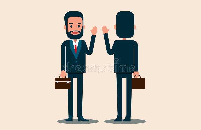 Salut persoanele din mediul de afaceri vectorial. concept firmă partener. stock illustration