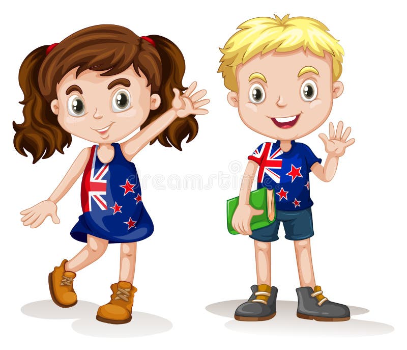 Salutation britannique de garçon et de fille illustration de vecteur Salutation britannique de garçon et de fille illustration de vecteur