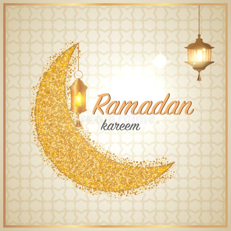 Saluti di Ramadan Kareem con la luna Cartolina d'auguri santa di celebrazione del Ramadan di mese di religione musulmana Eid Muba illustrazione di stock Saluti di Ramadan Kareem con la luna Cartolina d'auguri santa di celebrazione del Ramadan di mese di religione musulmana Eid Muba illustrazione di stock