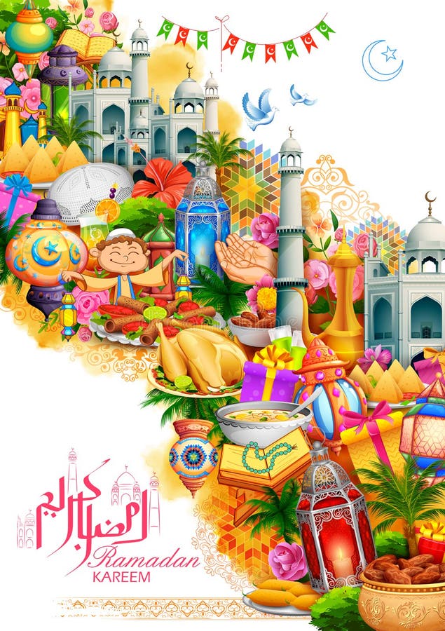 Saluti di Ramadan Kareem Generous Ramadan per il festival religioso Eid di Islam sul mese santo di Ramazan