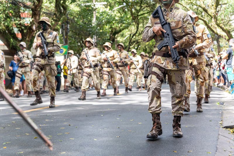 Soldiers from the Special Force of the Bahia Military Police Parade on ...