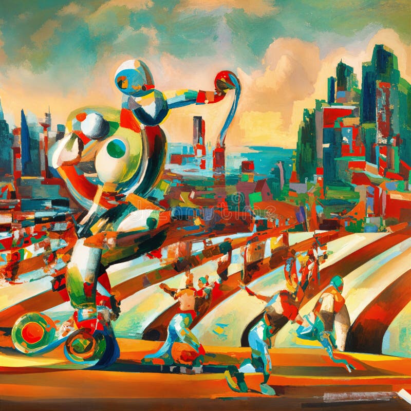 SALVADOR DALI STYLEParis Olympics 2024 Robots Stock Illustration