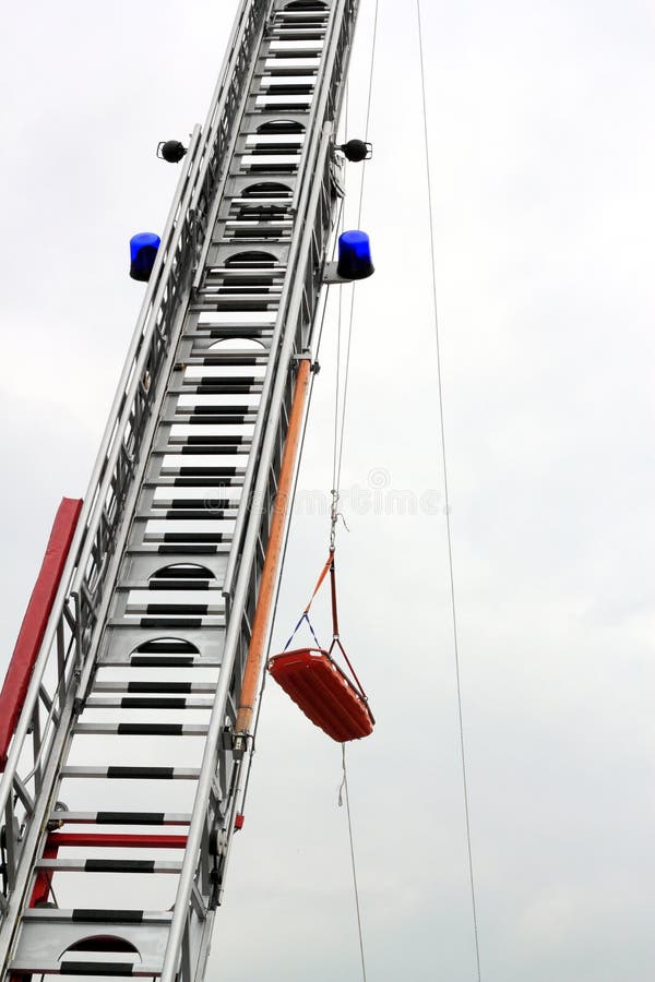 Rescue from heights by using a fire engines ladder. Rescue from heights by using a fire engines ladder
