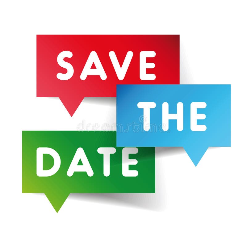 Bolha de fala 'Marque a data' vetor ilustração royalty free