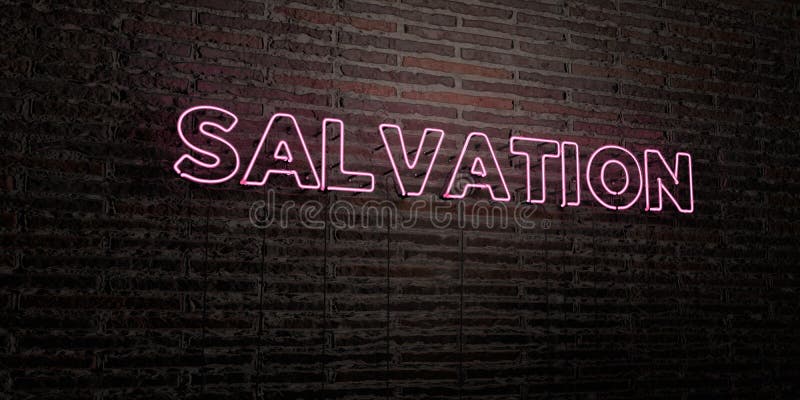 Salvation Realistic Neon Sign On Brick Wall Background 3d Rendered Royalty Free Stock Image 