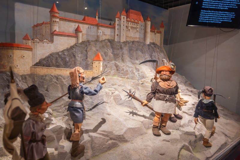 Puppets recreating the Peasant Uprising of 1525 at Marionette Museum in Hohensalzburg Fortress - Salzburg, Austria