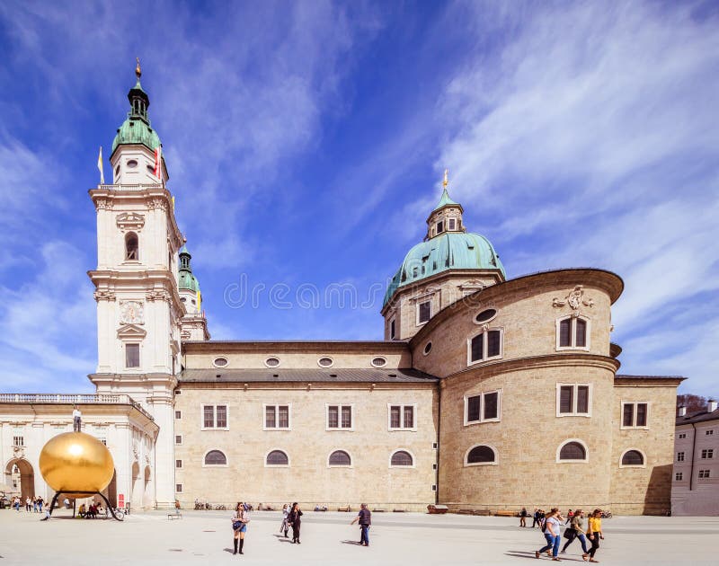 Salzburg Cathedral Dom zu Salzburg in spring, Austria royalty free stock photo Salzburg Cathedral Dom zu Salzburg in spring, Austria royalty free stock photo