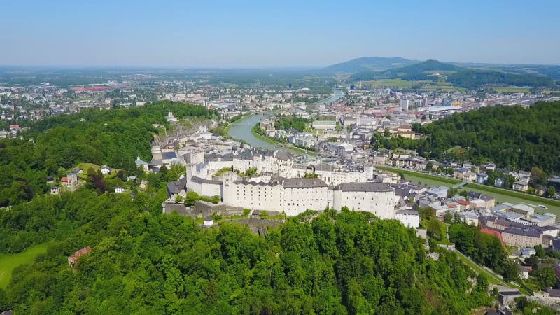 Salzburg city aerial view