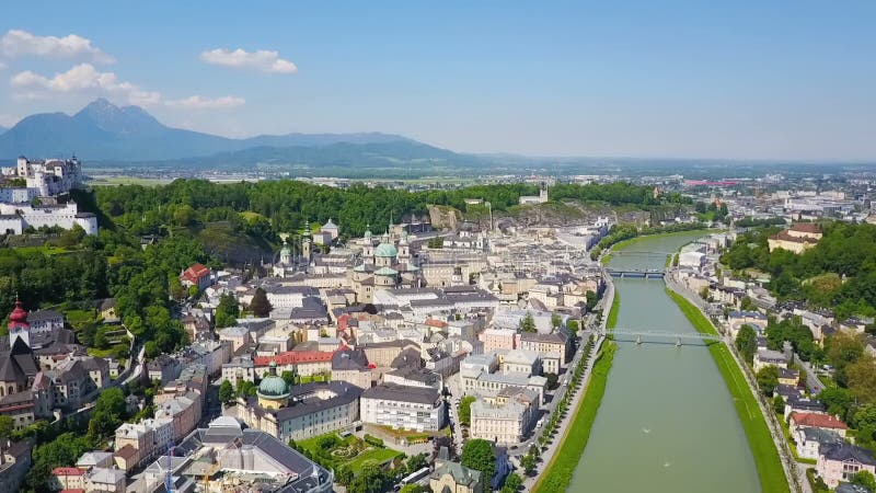 Salzburg city aerial view