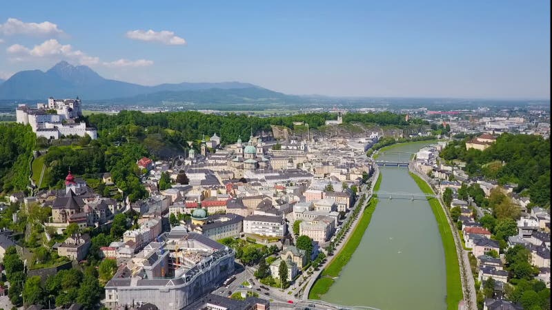 Salzburg city aerial view