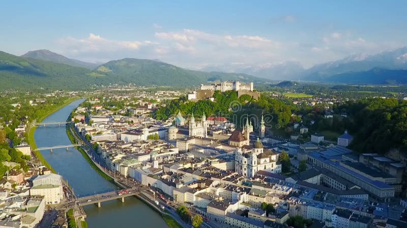 Salzburg city aerial view