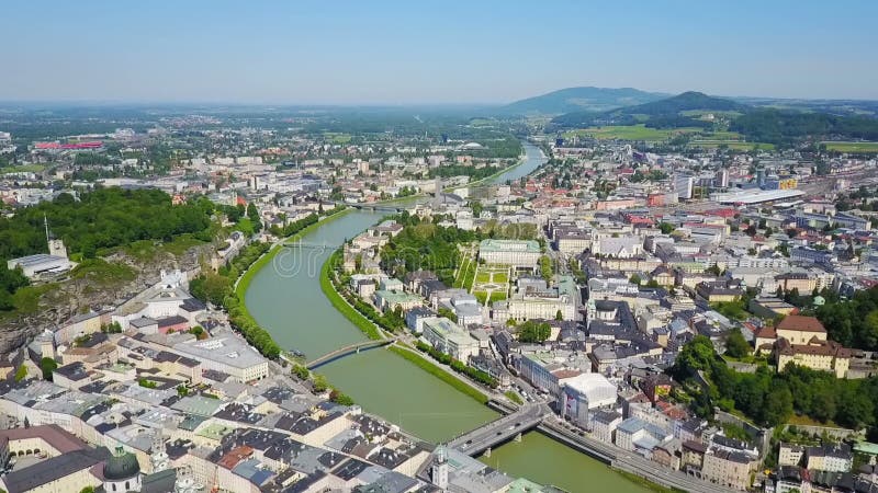 Salzburg city aerial view