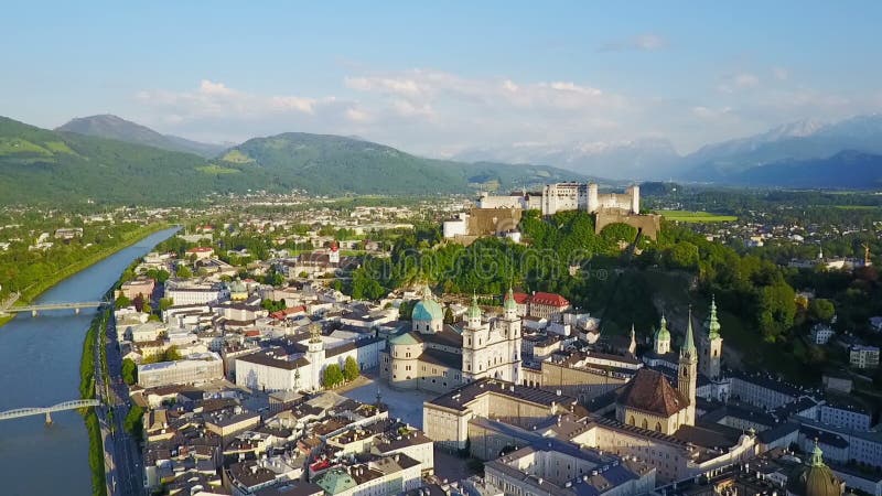 Salzburg city aerial view