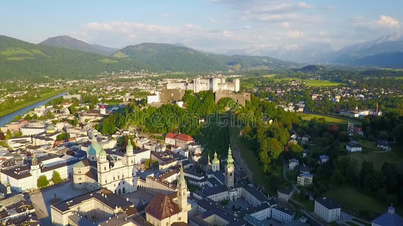 Salzburg city aerial view