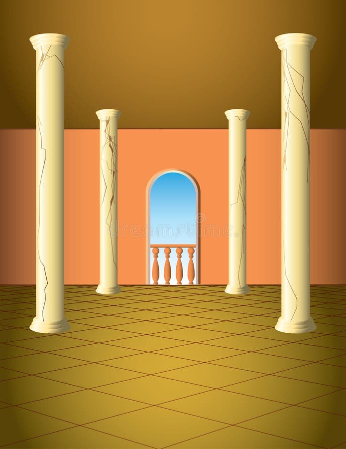 Sala com colunas e janela ilustração royalty free