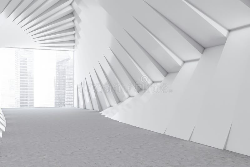 Salão futurista branco vazio do prédio de escritórios ilustração stock Salão futurista branco vazio do prédio de escritórios ilustração stock