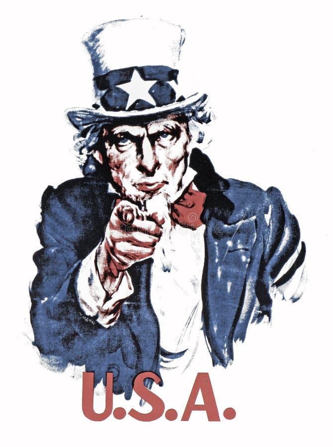 An original vintage halftone image of Uncle Sam incorporating a U.S.A. headline. An original vintage halftone image of Uncle Sam incorporating a U.S.A. headline.