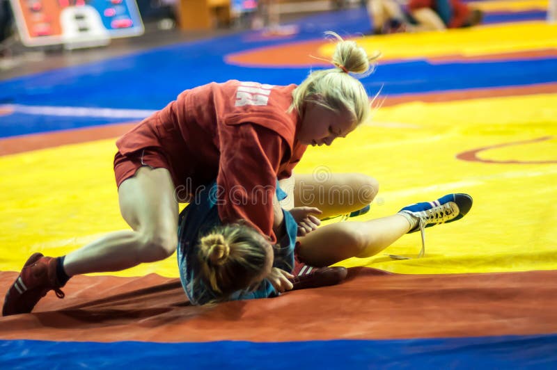 Sambo or Self-defense without weapons. Competitions girls.